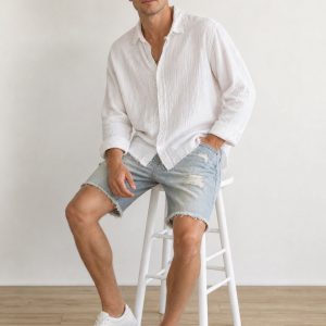 The Raw-Edge Gauze & Distressed Denim Look